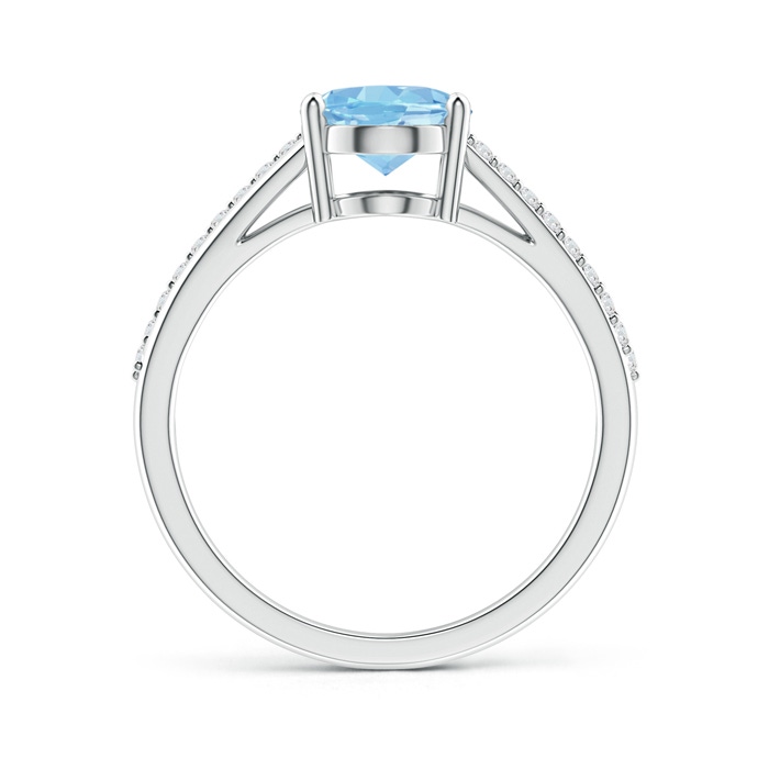 9x7mm AAAA Oval Aquamarine Split Shank Ring with Diamond Accents in White Gold product image