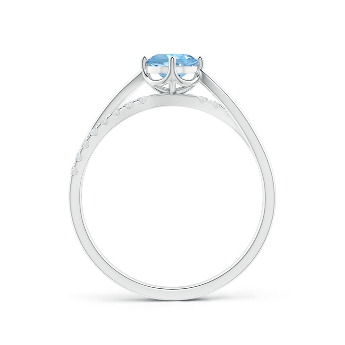 5mm AAAA Round Aquamarine Split Shank Ring with Diamond Accents in White Gold side-1