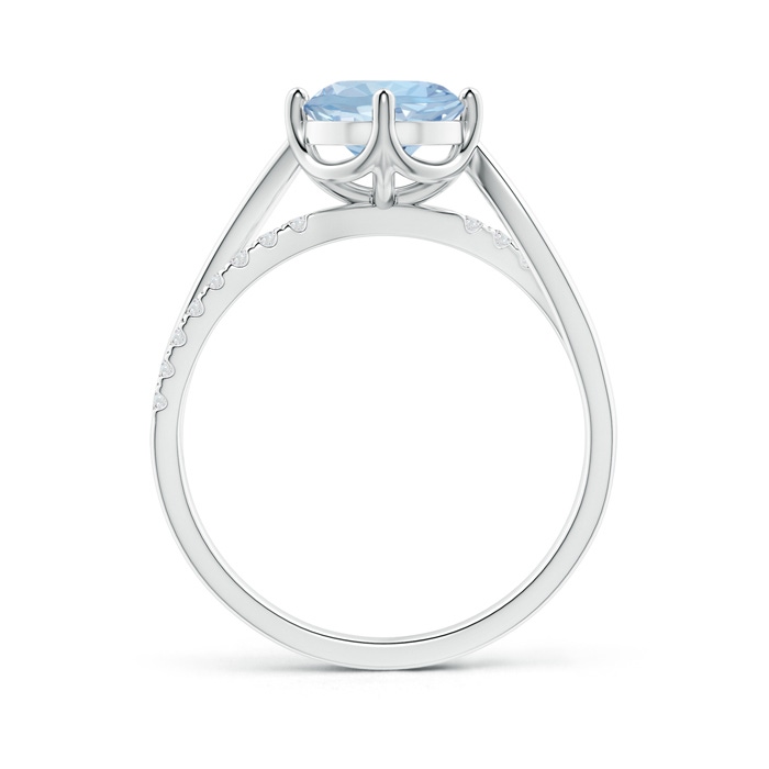 7mm AA Round Aquamarine Split Shank Ring with Diamond Accents in White Gold side-1
