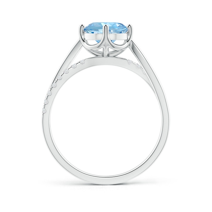 7mm AAAA Round Aquamarine Split Shank Ring with Diamond Accents in White Gold side-1