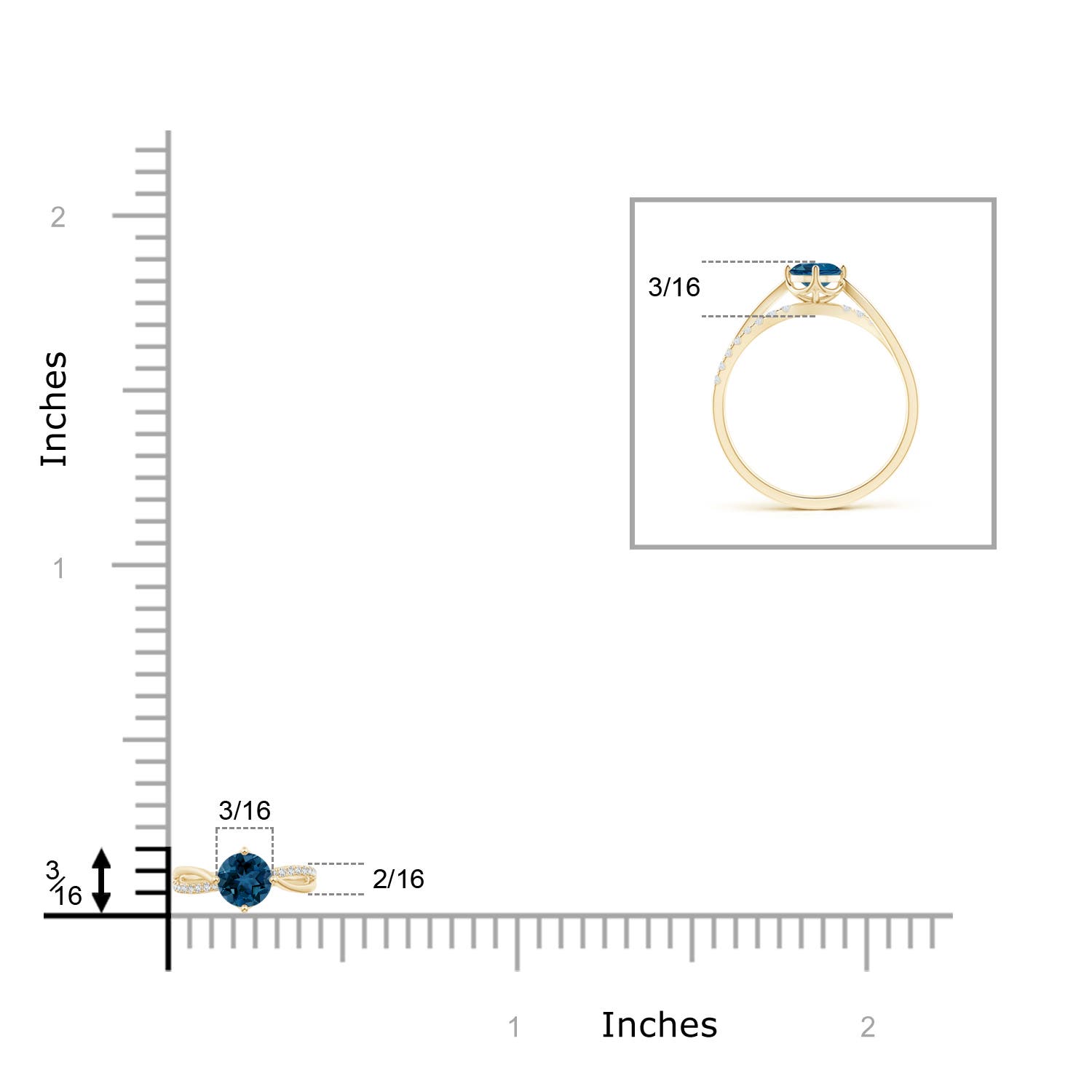 AAA - London Blue Topaz / 0.73 CT / 14 KT Yellow Gold