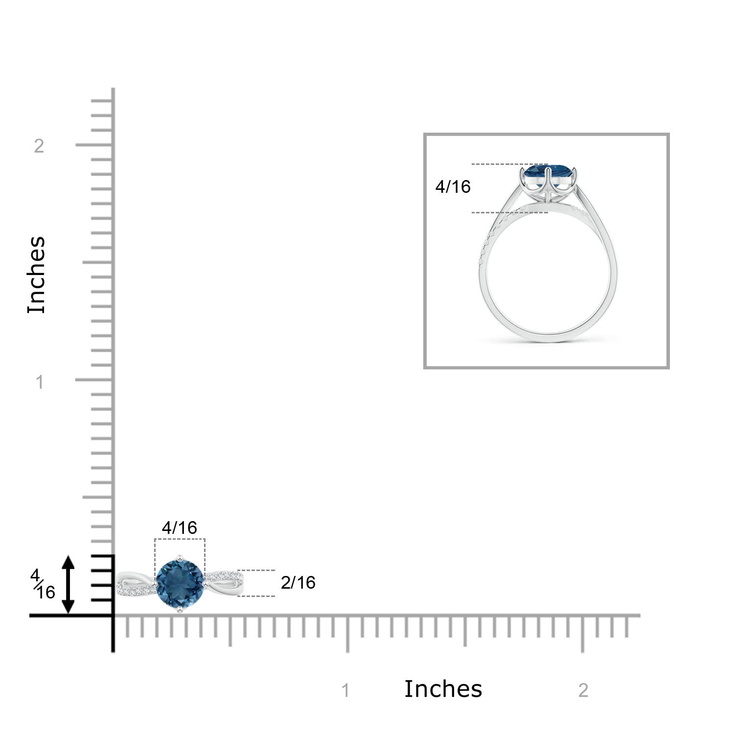 AA - London Blue Topaz / 1.68 CT / 14 KT White Gold