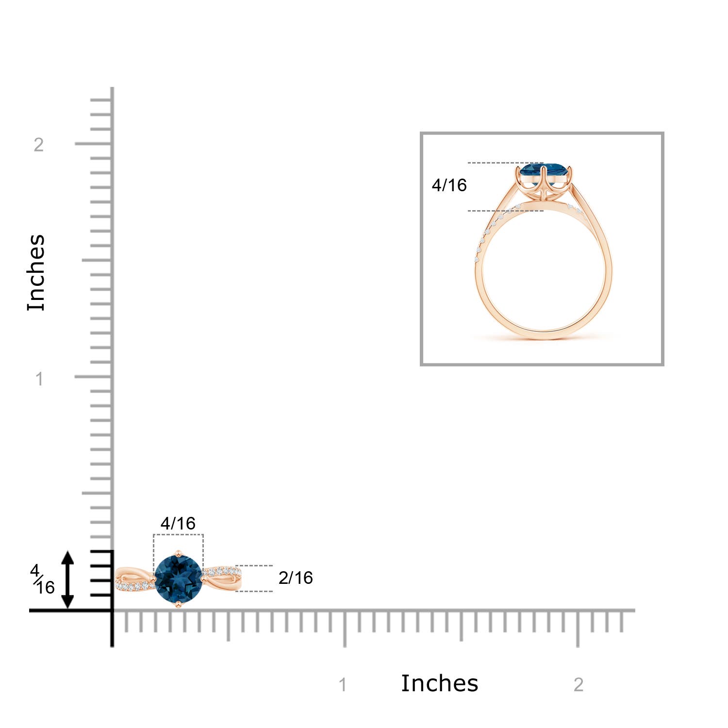 AAA - London Blue Topaz / 1.68 CT / 14 KT Rose Gold