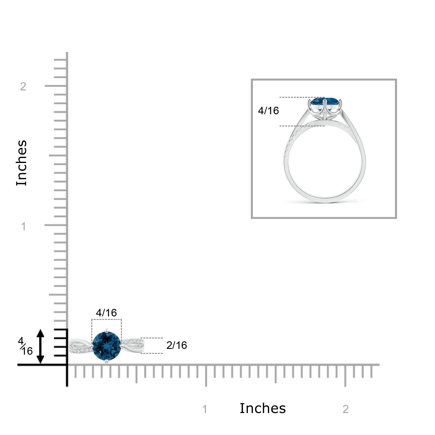 AAA - London Blue Topaz / 1.68 CT / 14 KT White Gold