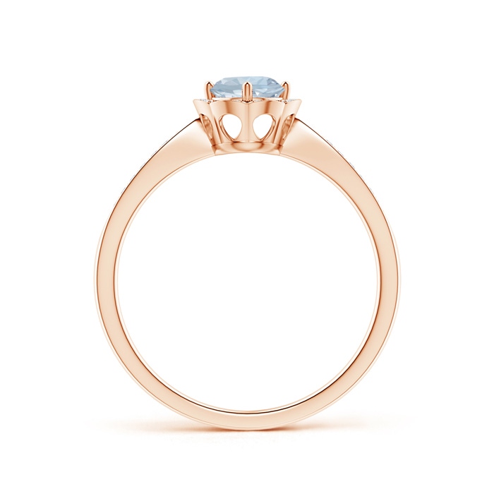 5mm A Round Floral Aquamarine Ring with Diamond Accents in Rose Gold product image