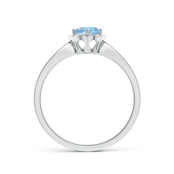 5mm AAA Round Floral Aquamarine Ring with Diamond Accents in White Gold product image