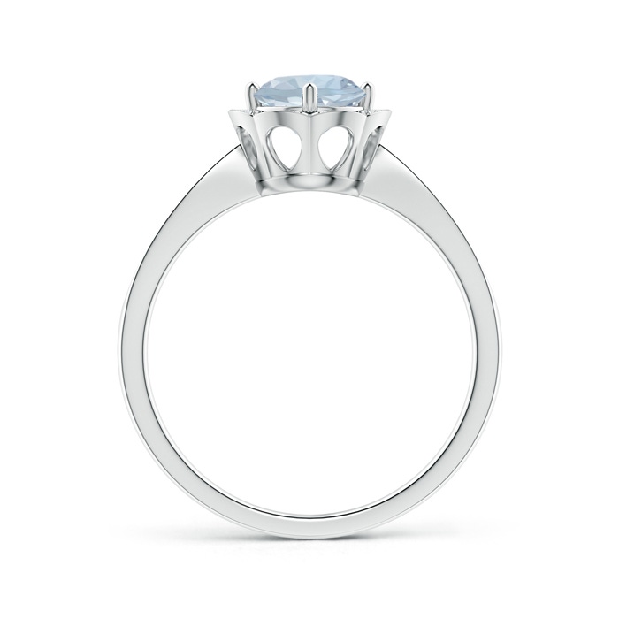 6mm A Round Floral Aquamarine Ring with Diamond Accents in 10K White Gold product image