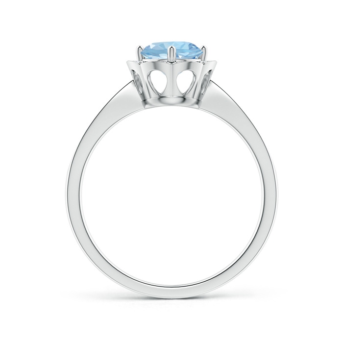 6mm AAA Round Floral Aquamarine Ring with Diamond Accents in P950 Platinum product image