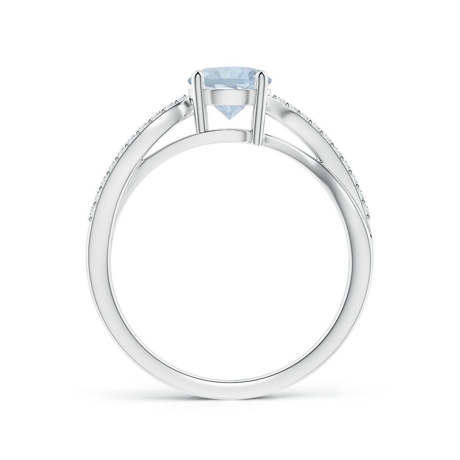6mm A Solitaire Aquamarine Twisted Split Shank Ring in P950 Platinum side-1
