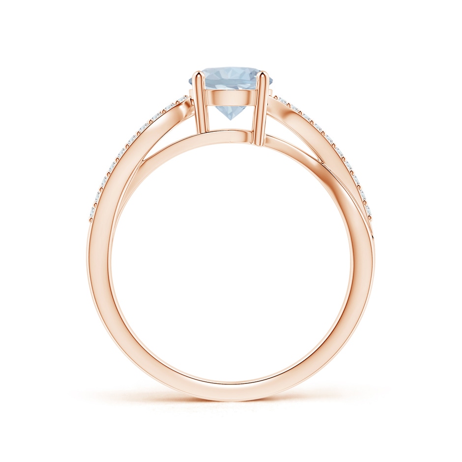 6mm A Solitaire Aquamarine Twisted Split Shank Ring in Rose Gold side-1