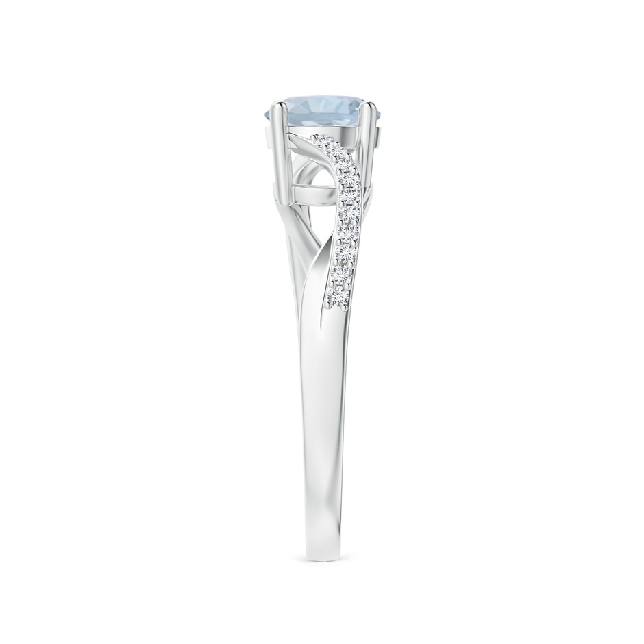 6mm A Solitaire Aquamarine Twisted Split Shank Ring in White Gold side-2