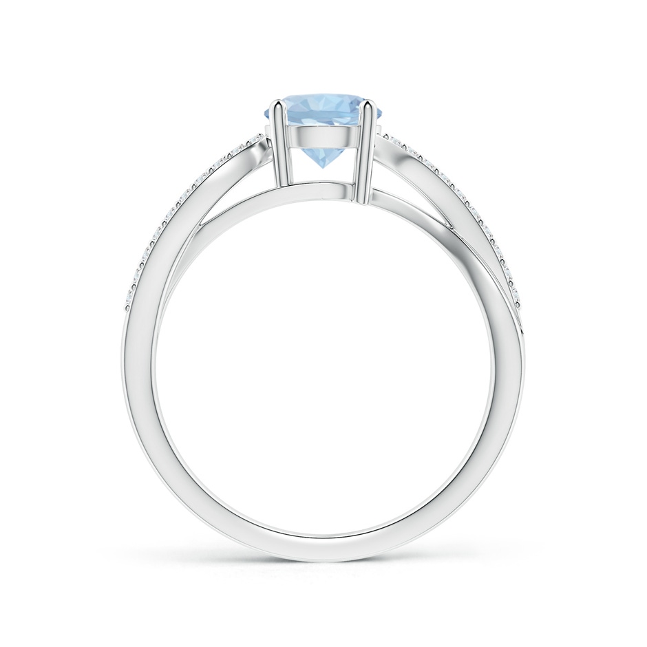 6mm AA Solitaire Aquamarine Twisted Split Shank Ring in White Gold side-1