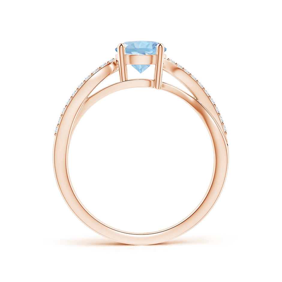 6mm AAA Solitaire Aquamarine Twisted Split Shank Ring in Rose Gold side-1