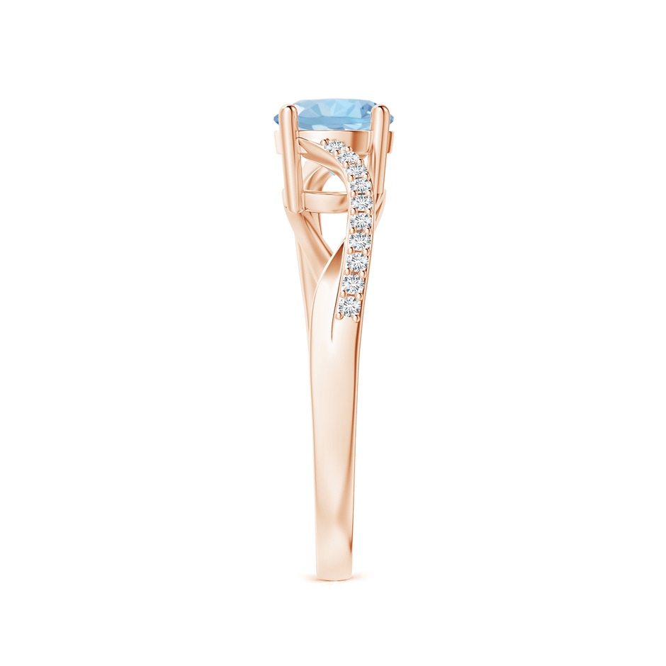 6mm AAA Solitaire Aquamarine Twisted Split Shank Ring in Rose Gold side-2