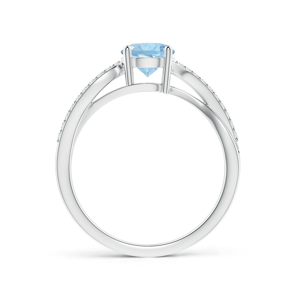 6mm AAA Solitaire Aquamarine Twisted Split Shank Ring in White Gold Side-1