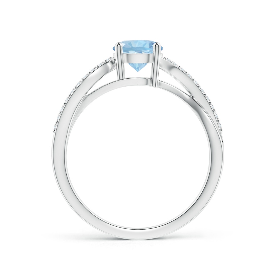 6mm AAA Solitaire Aquamarine Twisted Split Shank Ring in White Gold side-1