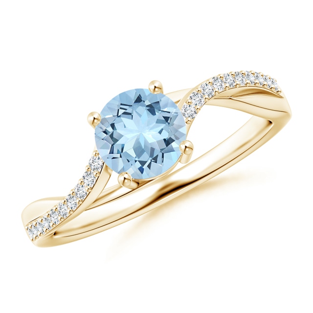 East-West Oval Aquamarine Solitaire Ring with Diamonds | Angara