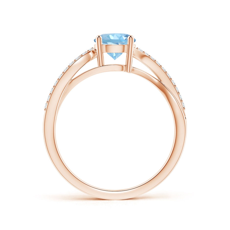 6mm AAAA Solitaire Aquamarine Twisted Split Shank Ring in Rose Gold side-1