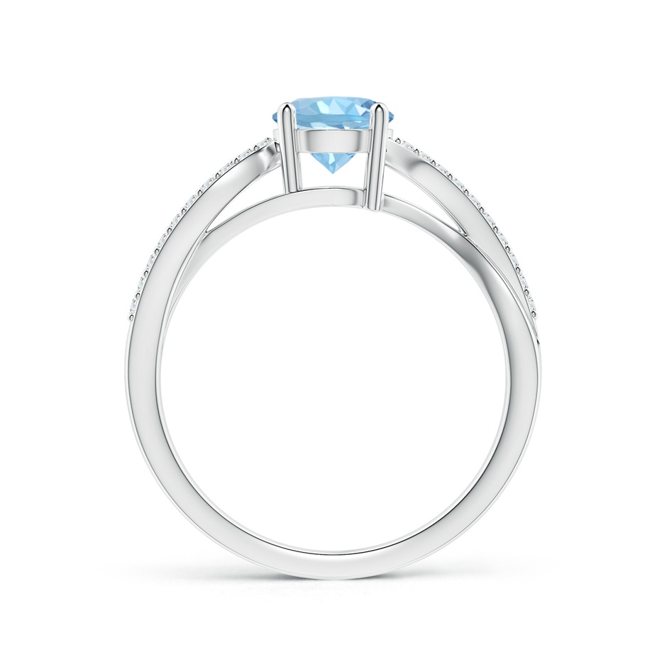 6mm AAAA Solitaire Aquamarine Twisted Split Shank Ring in White Gold side-1