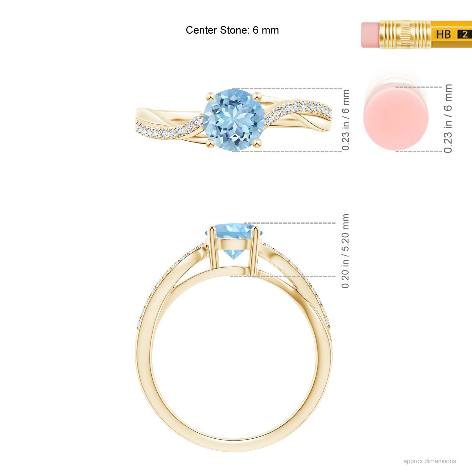 AAAA - Aquamarine / 0.84 CT / 14 KT Yellow Gold