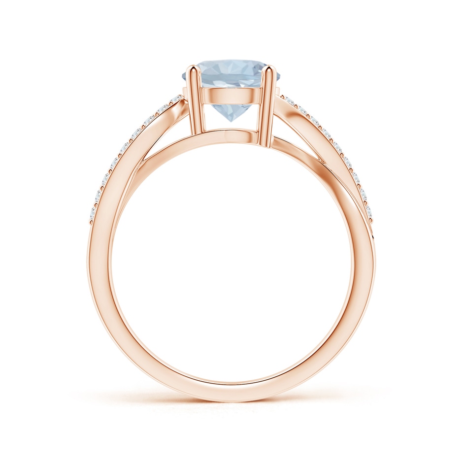 7mm A Solitaire Aquamarine Twisted Split Shank Ring in Rose Gold side-1
