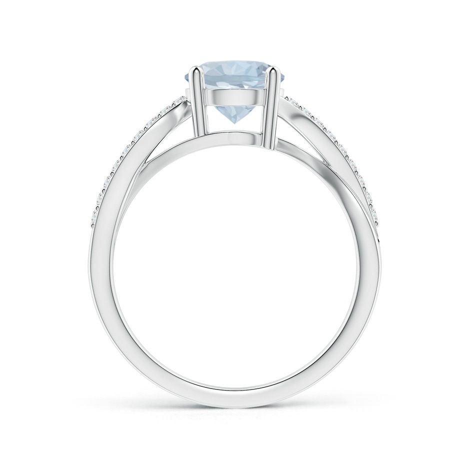 7mm A Solitaire Aquamarine Twisted Split Shank Ring in White Gold side-1