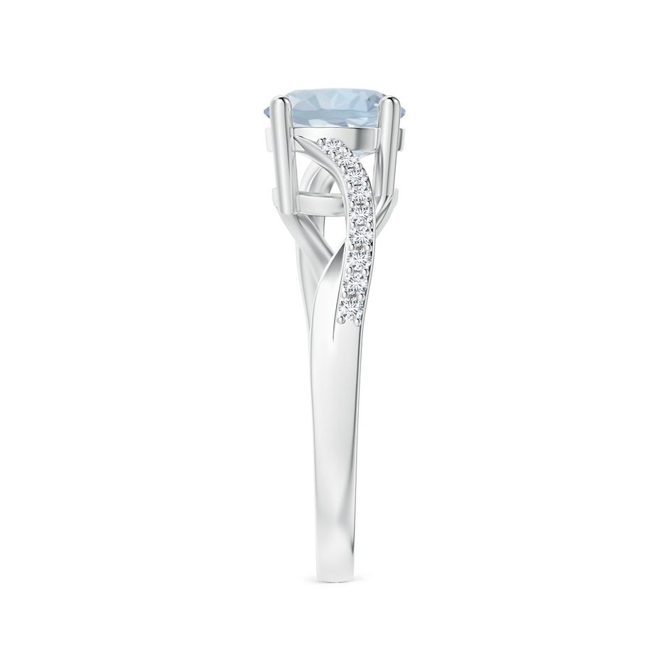7mm A Solitaire Aquamarine Twisted Split Shank Ring in White Gold side-2