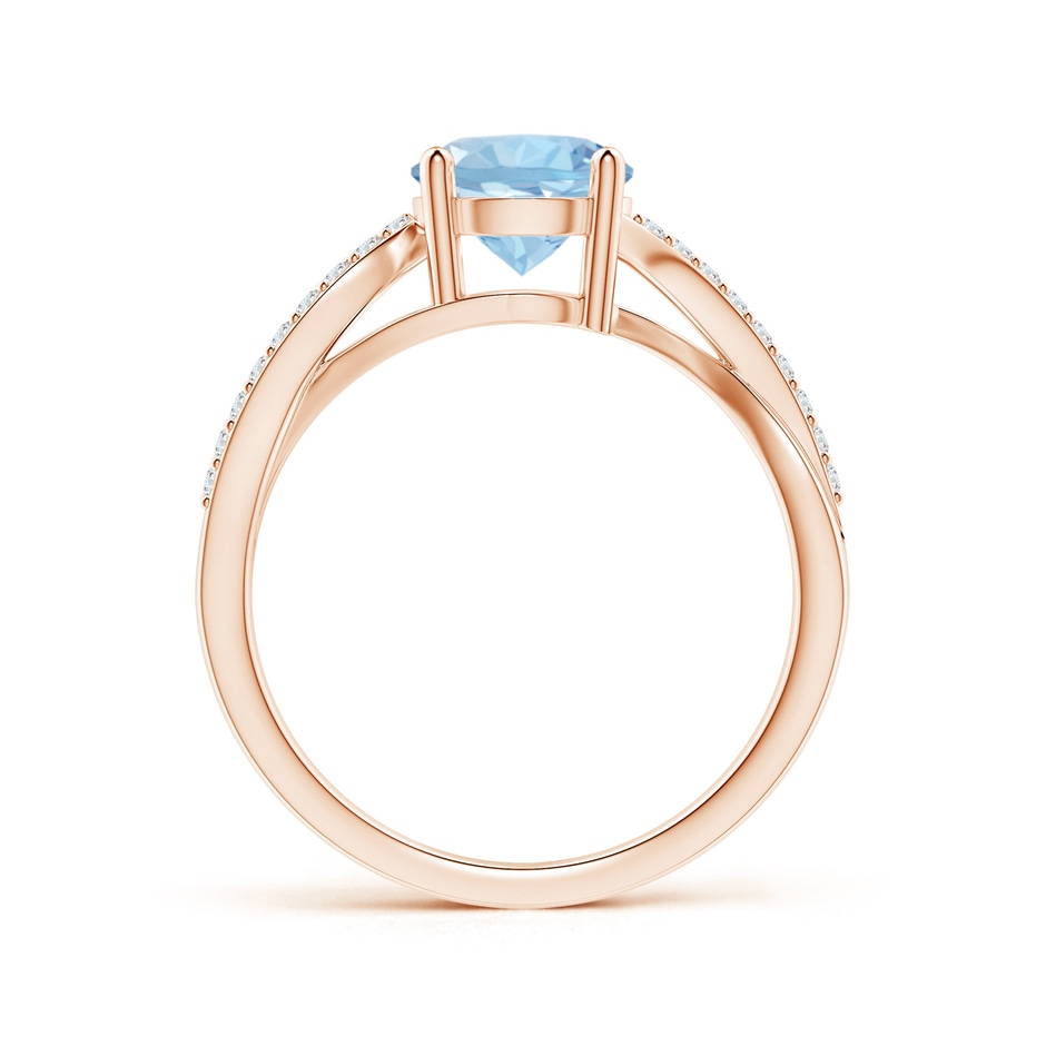 7mm AAA Solitaire Aquamarine Twisted Split Shank Ring in Rose Gold side-1