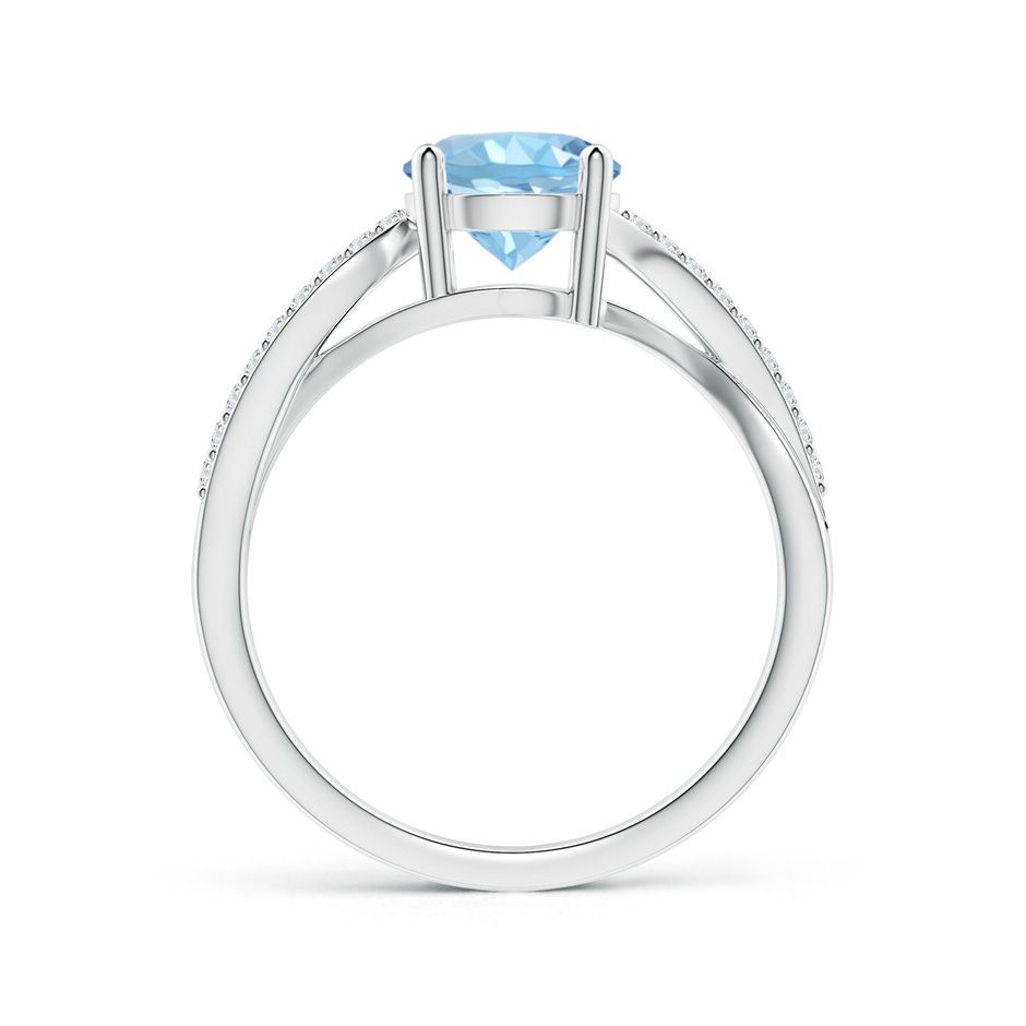 7mm AAAA Solitaire Aquamarine Twisted Split Shank Ring in White Gold side-1