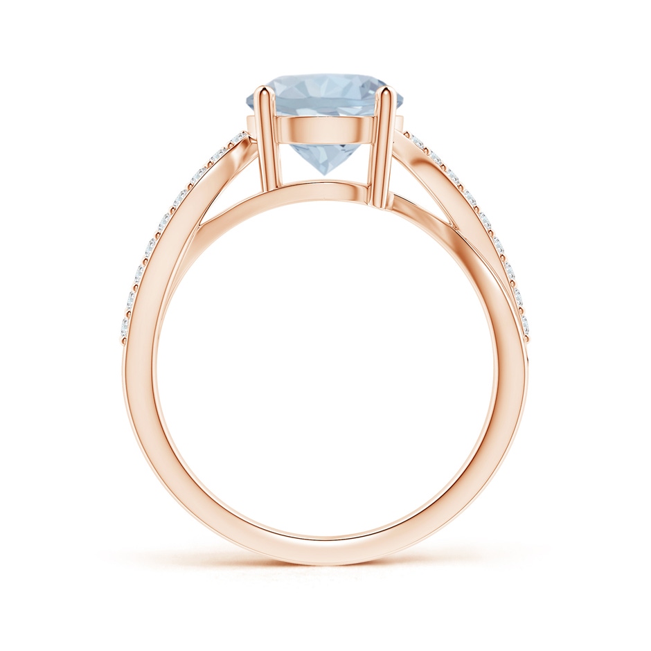 8mm A Solitaire Aquamarine Twisted Split Shank Ring in Rose Gold side-1