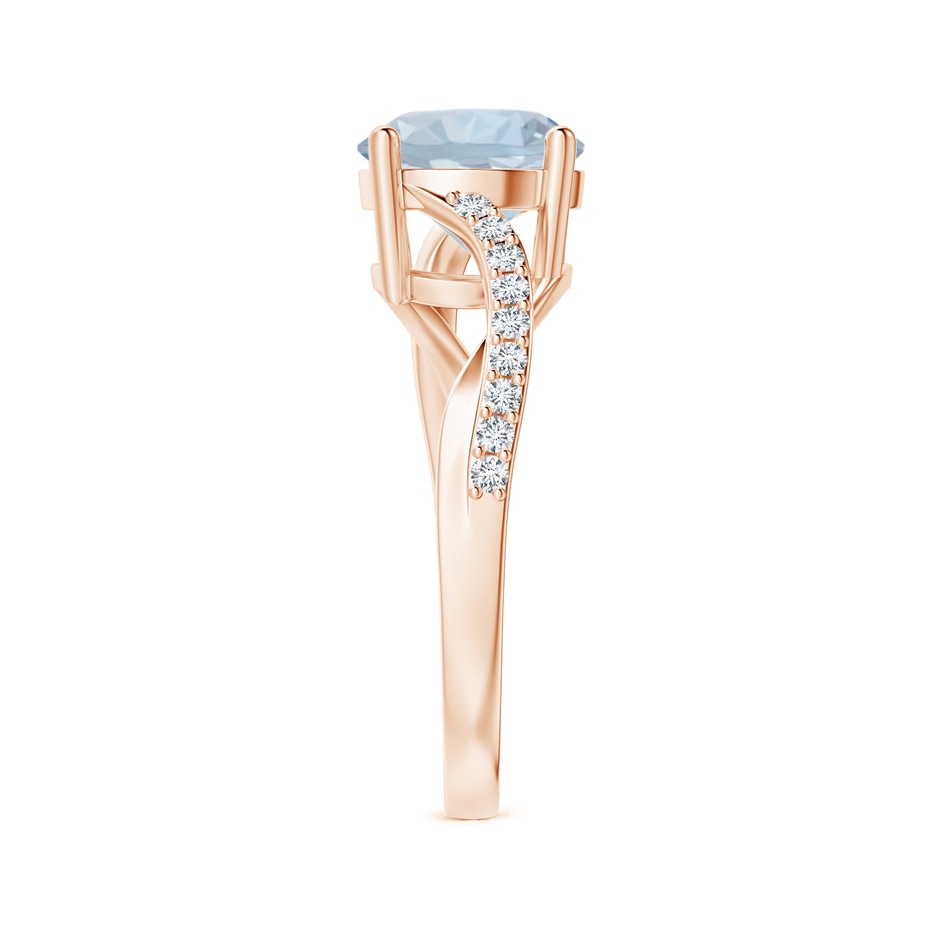 8mm A Solitaire Aquamarine Twisted Split Shank Ring in Rose Gold side-2