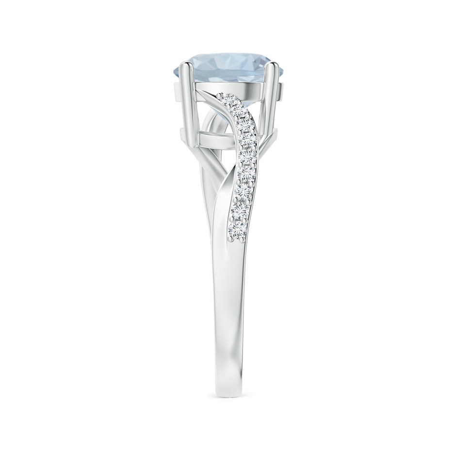8mm A Solitaire Aquamarine Twisted Split Shank Ring in White Gold side-2