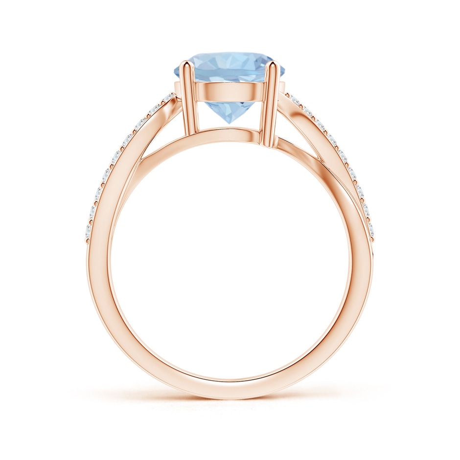 8mm AA Solitaire Aquamarine Twisted Split Shank Ring in Rose Gold side-1