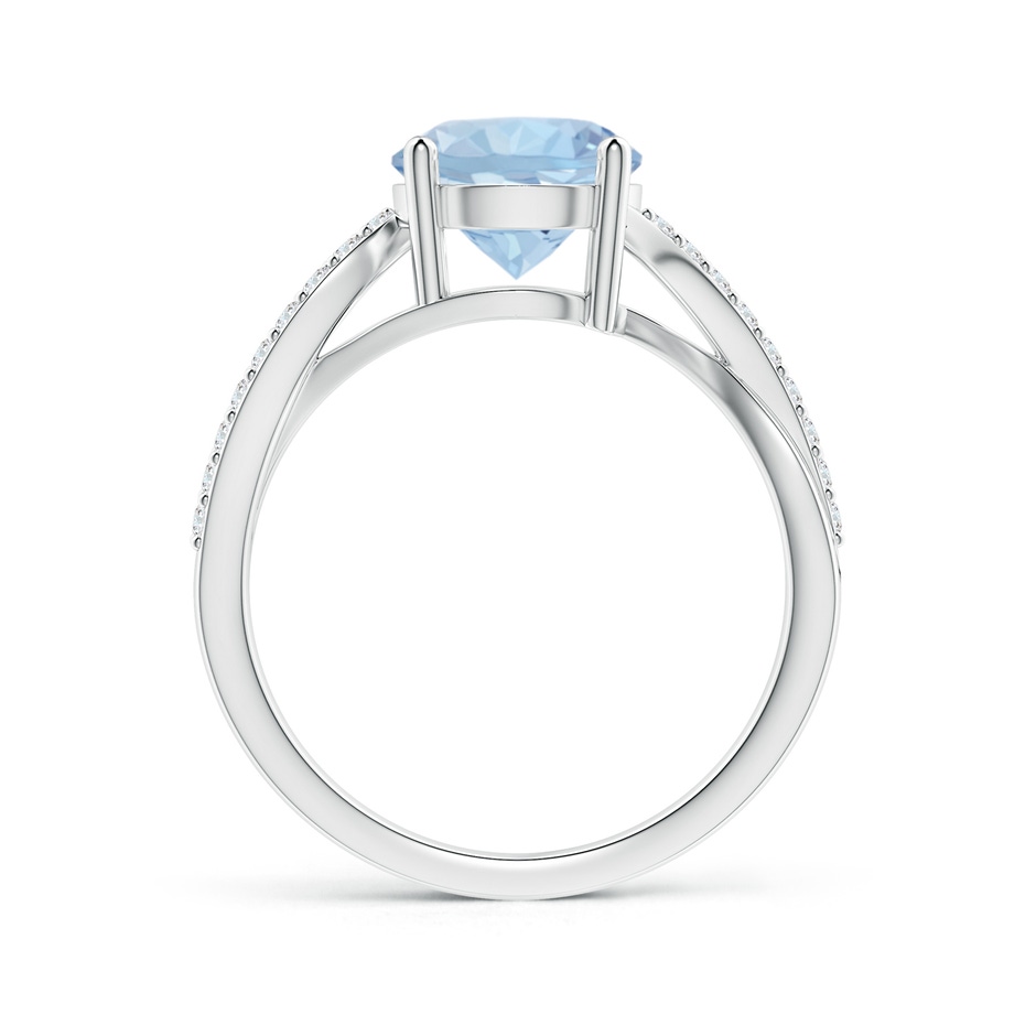 8mm AA Solitaire Aquamarine Twisted Split Shank Ring in White Gold side-1