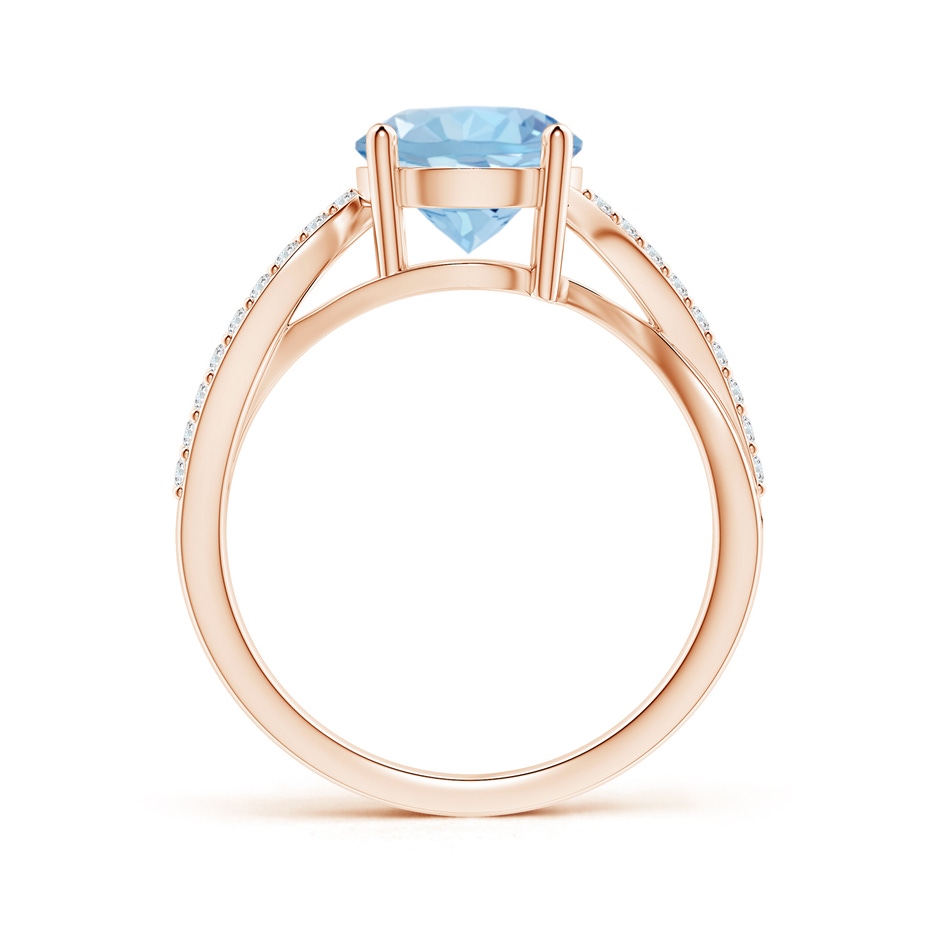 8mm AAA Solitaire Aquamarine Twisted Split Shank Ring in Rose Gold side-1