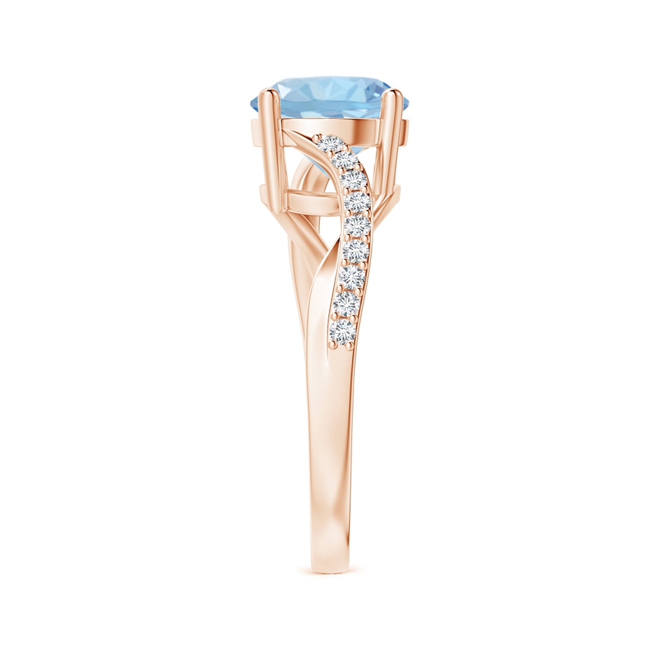 8mm AAA Solitaire Aquamarine Twisted Split Shank Ring in Rose Gold side-2
