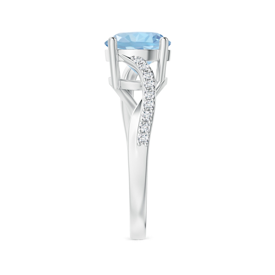 8mm AAA Solitaire Aquamarine Twisted Split Shank Ring in White Gold side-2