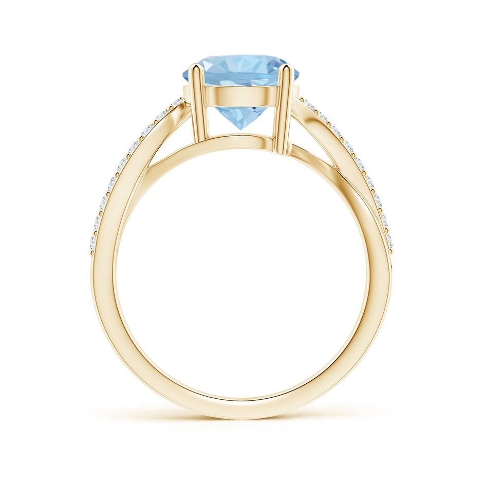 8mm AAA Solitaire Aquamarine Twisted Split Shank Ring in Yellow Gold side-1