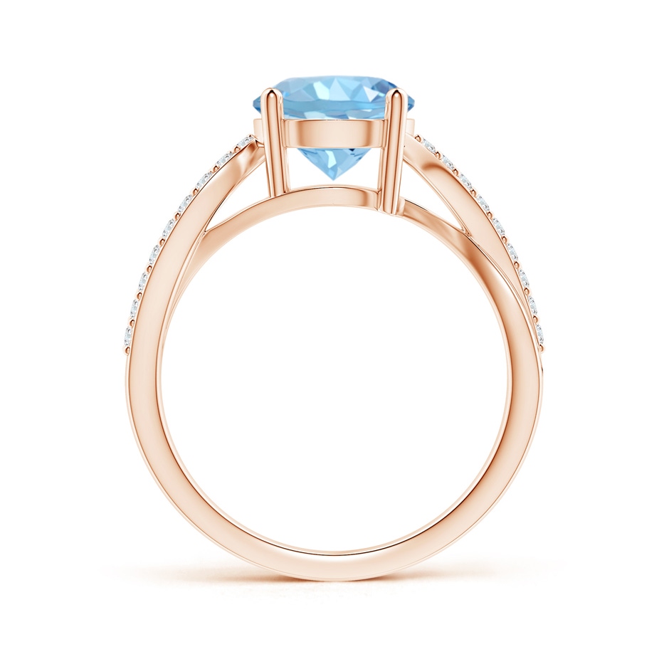 8mm AAAA Solitaire Aquamarine Twisted Split Shank Ring in Rose Gold side-1