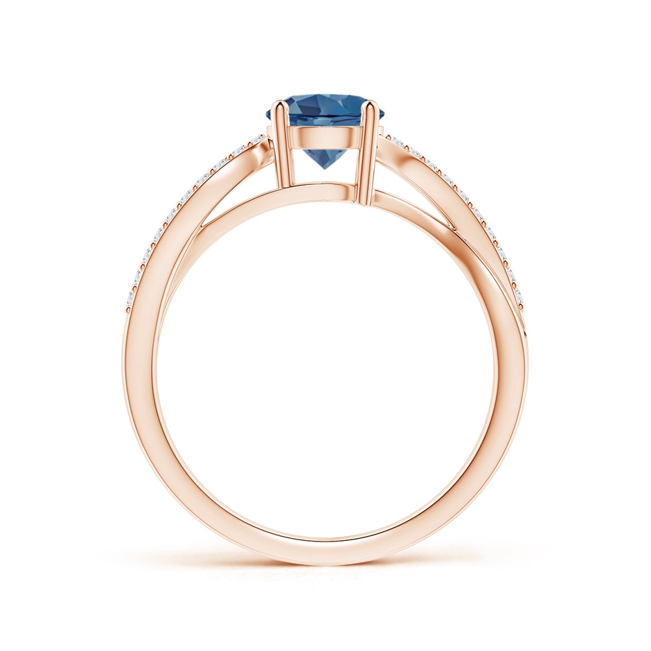 6mm A Solitaire London Blue Topaz Twisted Split Shank Ring in Rose Gold side-1