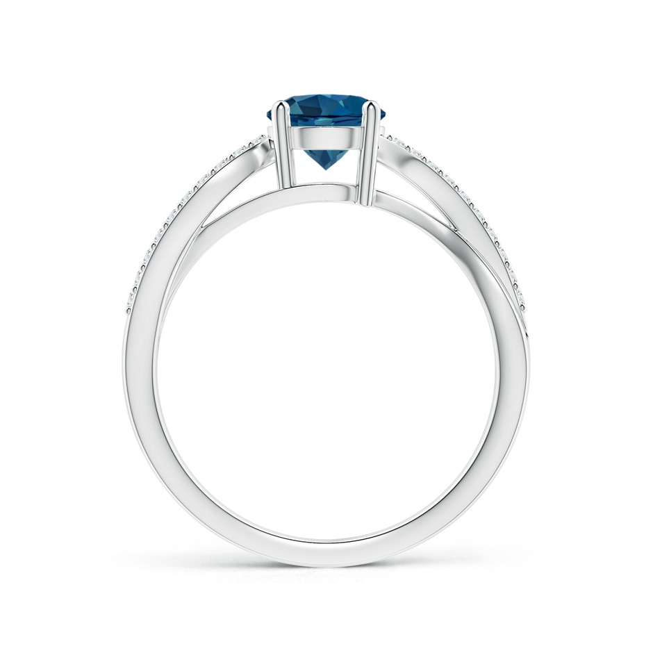 6mm AAA Solitaire London Blue Topaz Twisted Split Shank Ring in P950 Platinum side-1