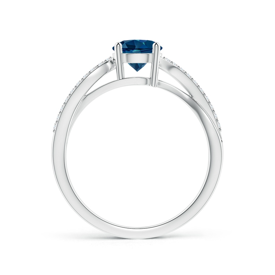 6mm AAAA Solitaire London Blue Topaz Twisted Split Shank Ring in P950 Platinum side-1