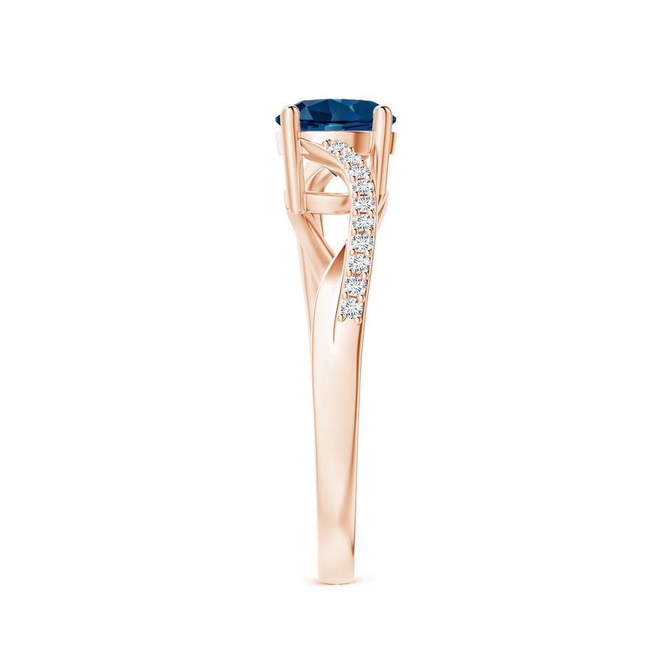 6mm AAAA Solitaire London Blue Topaz Twisted Split Shank Ring in Rose Gold side-2
