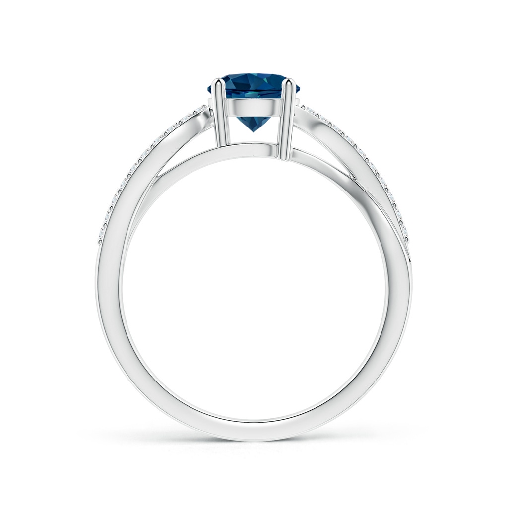 6mm AAAA Solitaire London Blue Topaz Twisted Split Shank Ring in White Gold - side_1
