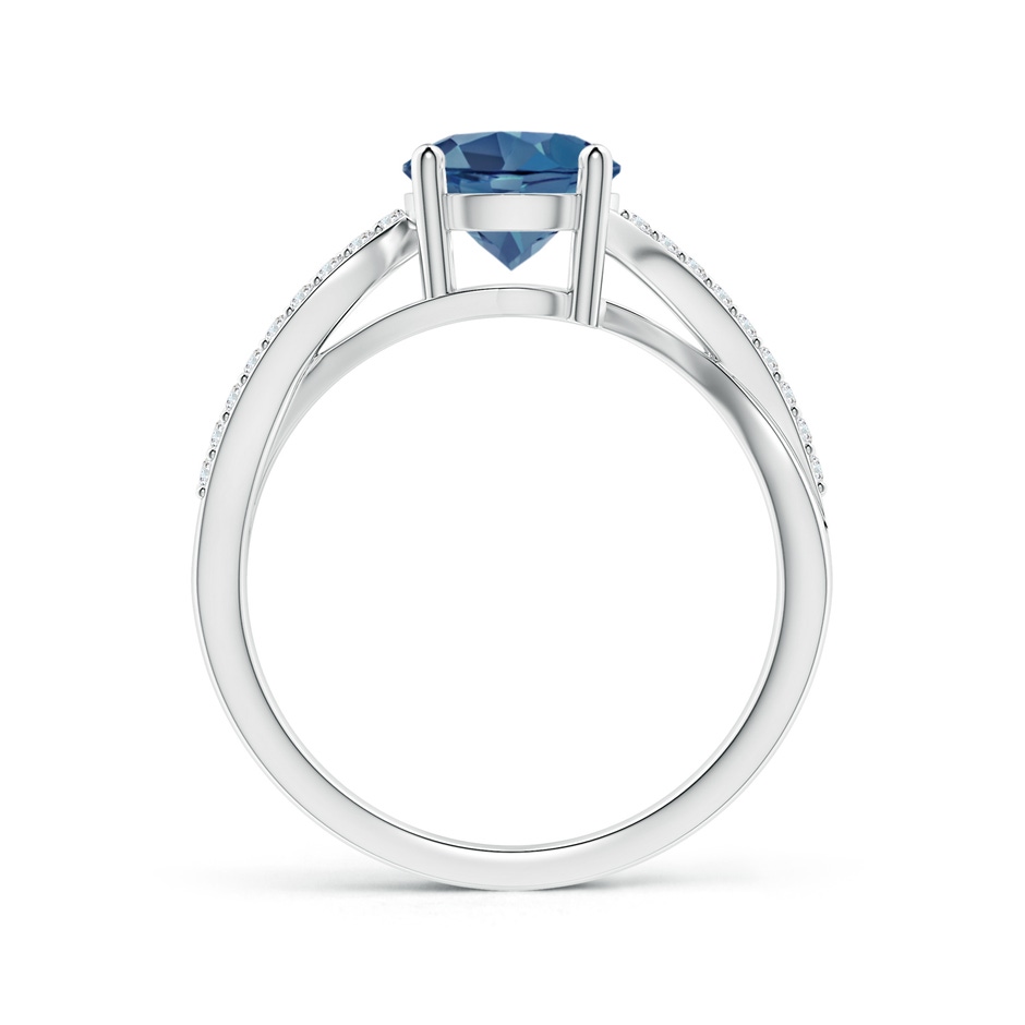 7mm A Solitaire London Blue Topaz Twisted Split Shank Ring in White Gold side-1