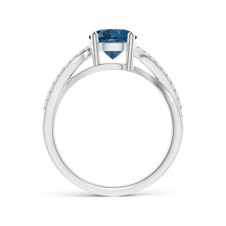 7mm AA Solitaire London Blue Topaz Twisted Split Shank Ring in White Gold side-1