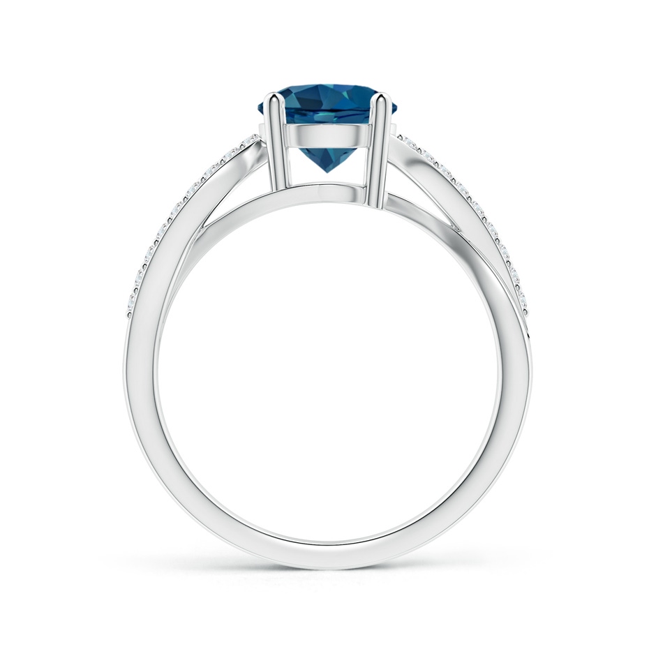 7mm AAA Solitaire London Blue Topaz Twisted Split Shank Ring in White Gold side-1