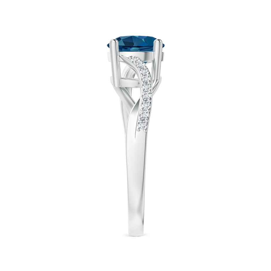 7mm AAA Solitaire London Blue Topaz Twisted Split Shank Ring in White Gold side-2