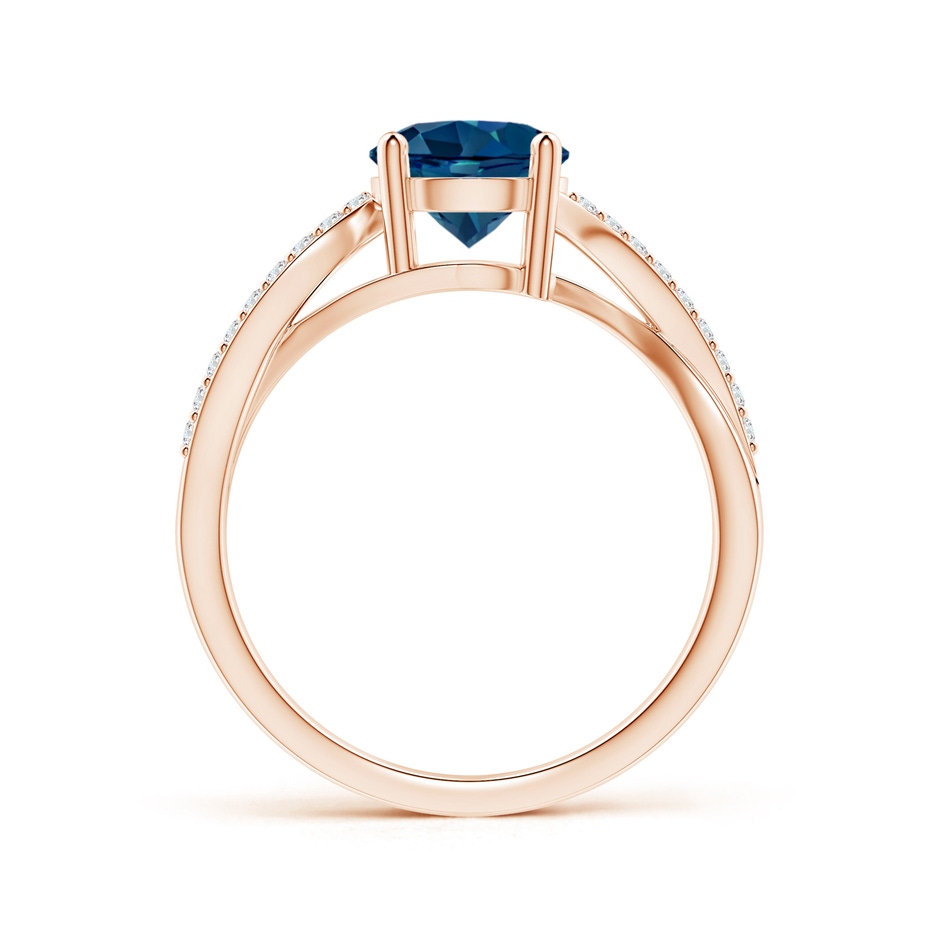 7mm AAAA Solitaire London Blue Topaz Twisted Split Shank Ring in Rose Gold side-1