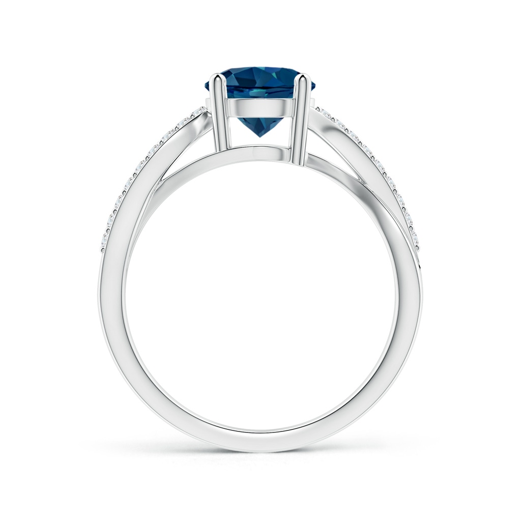 7mm AAAA Solitaire London Blue Topaz Twisted Split Shank Ring in White Gold - side_1